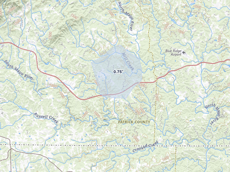 NEXRAD radar-signature map of the hail storm over Critz, VA on May 27, 2026