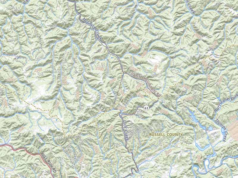 Radar-estimated hail-size map of the storm over Dante, VA on Jul 28, 2026