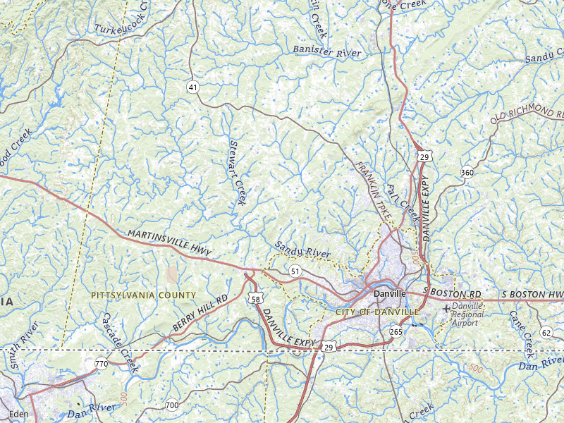 Radar-estimated hail-size map of the storm over Danville, VA on Jul 8, 2026