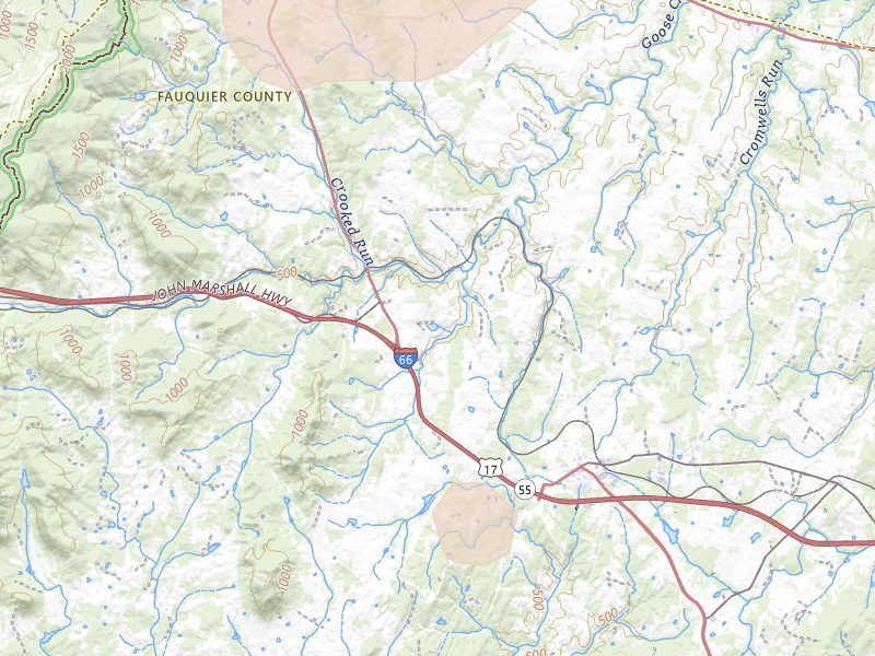 Radar-estimated hail-size map of the storm over Delaplane, VA on May 20, 2026