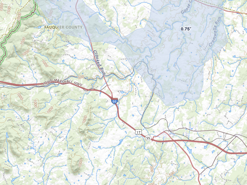 NEXRAD radar-signature map of the hail storm over Delaplane, VA on Aug 10, 2026