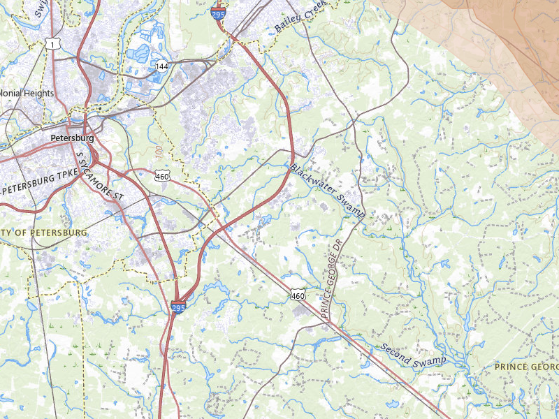 Radar-estimated hail-size map of the storm over Disputanta, VA on Jul 28, 2026