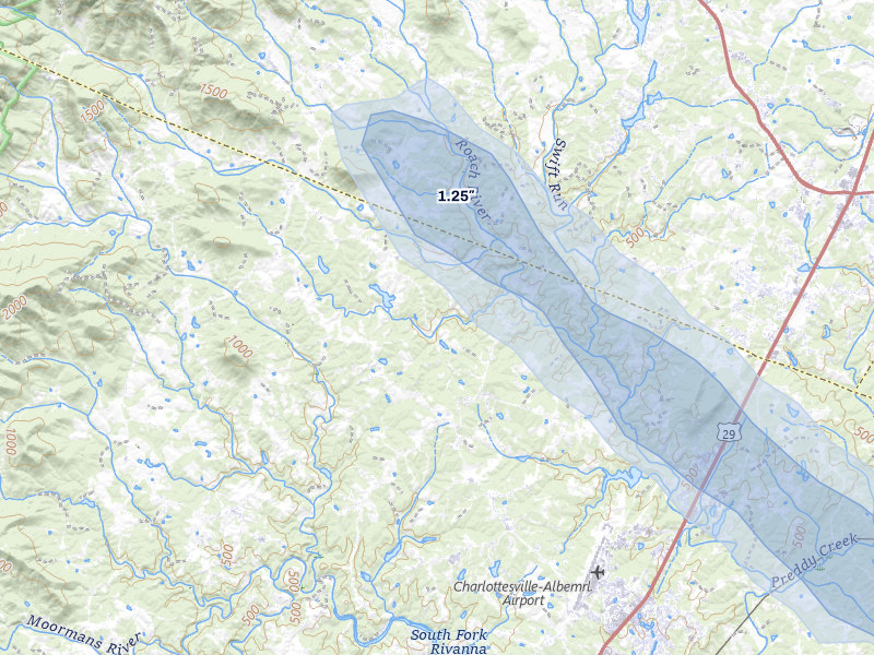 NEXRAD radar-signature map of the hail storm over Dyke, VA on Jul 6, 2026