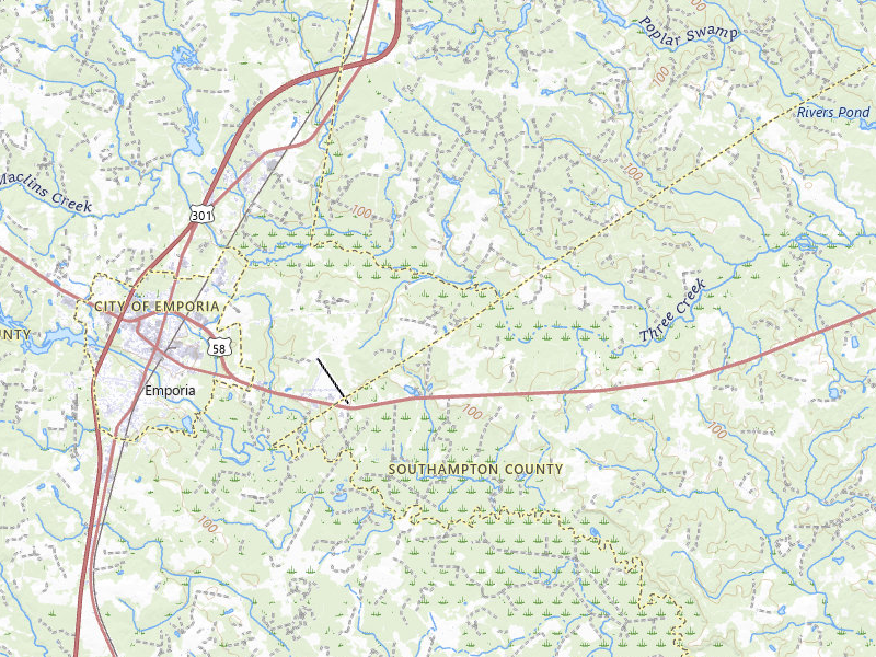 NEXRAD radar-signature map of the hail storm over Emporia, VA on Aug 10, 2026