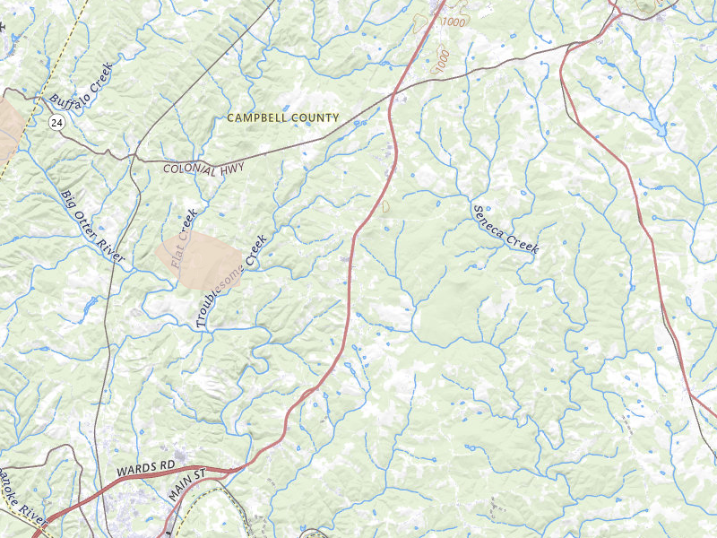 Radar-estimated hail-size map of the storm over Evington, VA on Jul 21, 2026
