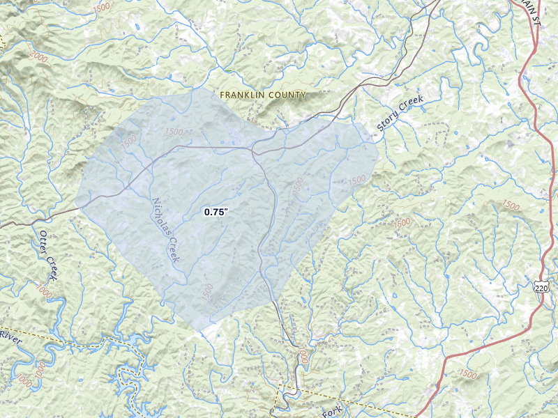 NEXRAD radar-signature map of the hail storm over Ferrum, VA on Apr 1, 2026