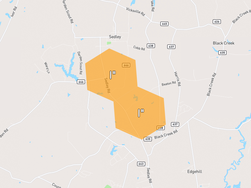 Hail map of Franklin, VA on Jul 29, 2026, hail up to 1"