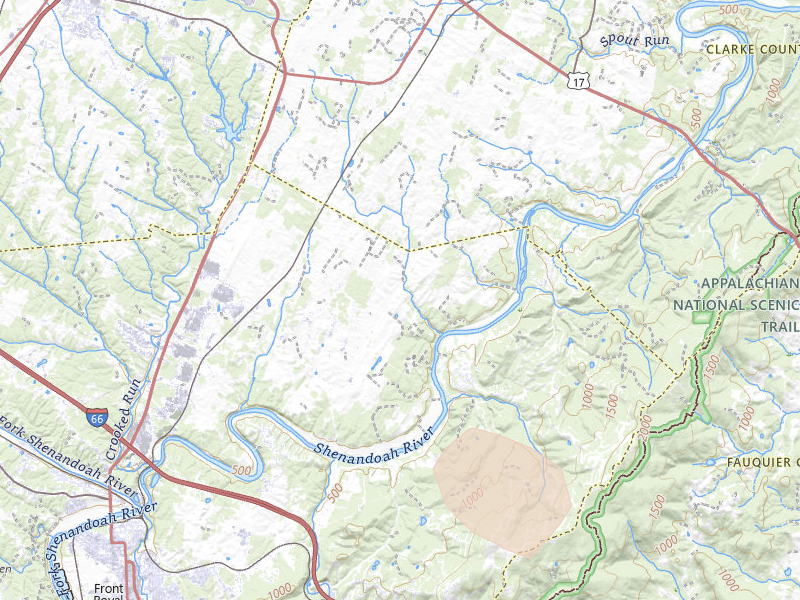 Radar-estimated hail-size map of the storm over Front Royal, VA on Sep 2, 2026