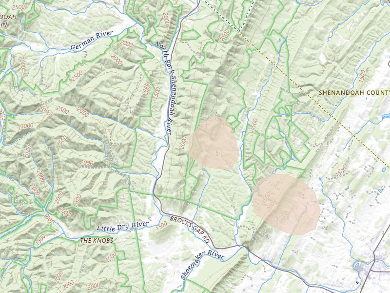 Radar-estimated hail-size map of the storm over Fulks Run, VA on Sep 2, 2026