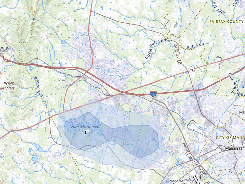 NEXRAD radar-signature map of the hail over Gainesville, VA