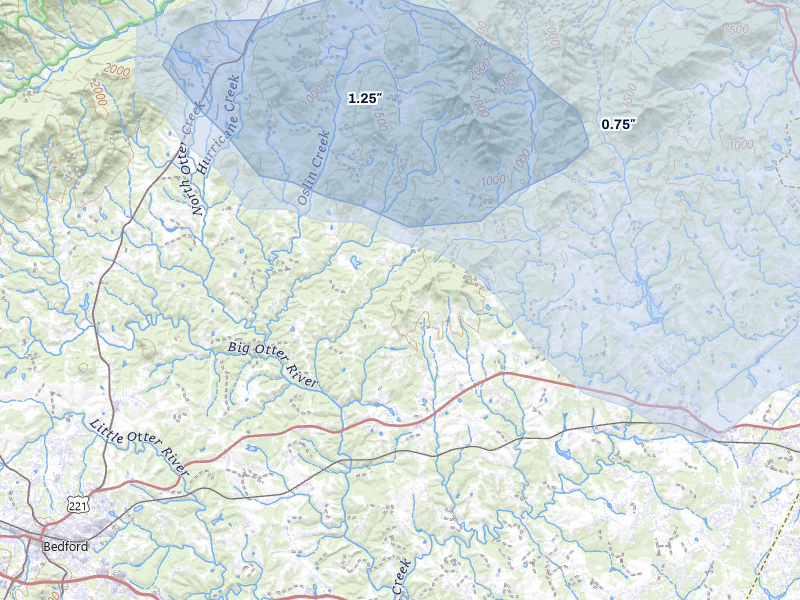 NEXRAD radar-signature map of the hail storm over Goode, VA on May 27, 2026