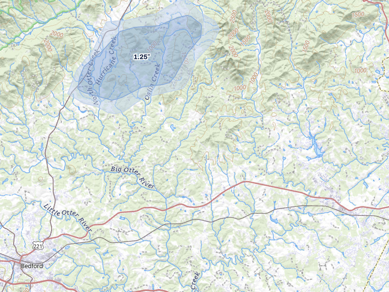 NEXRAD radar-signature map of the hail storm over Goode, VA on Jul 4, 2026