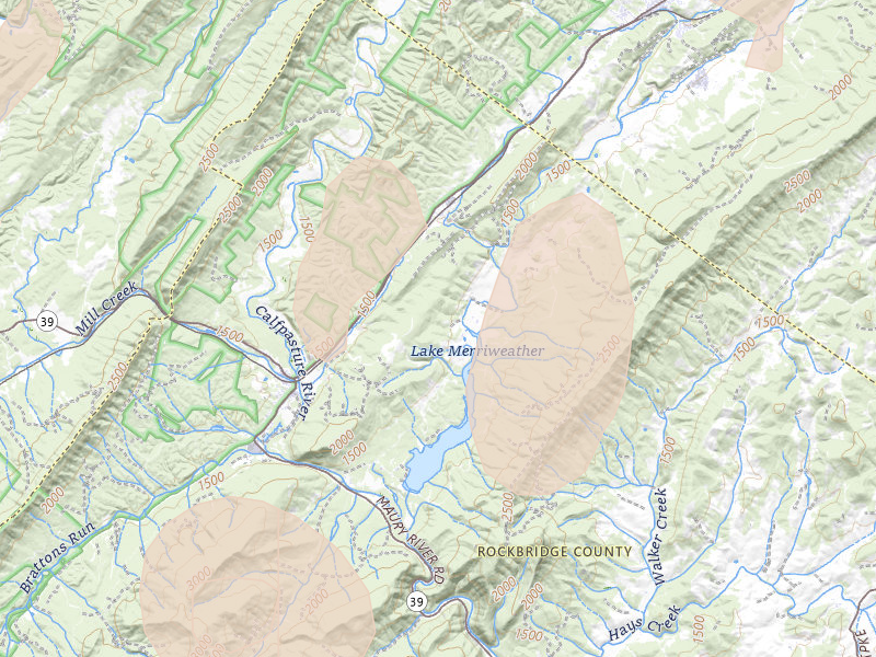 Radar-estimated hail-size map of the storm over Goshen, VA on Jul 4, 2026