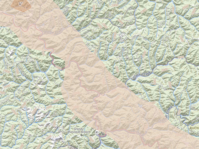 Radar-estimated hail-size map of the storm over Grundy, VA on Sep 5, 2026