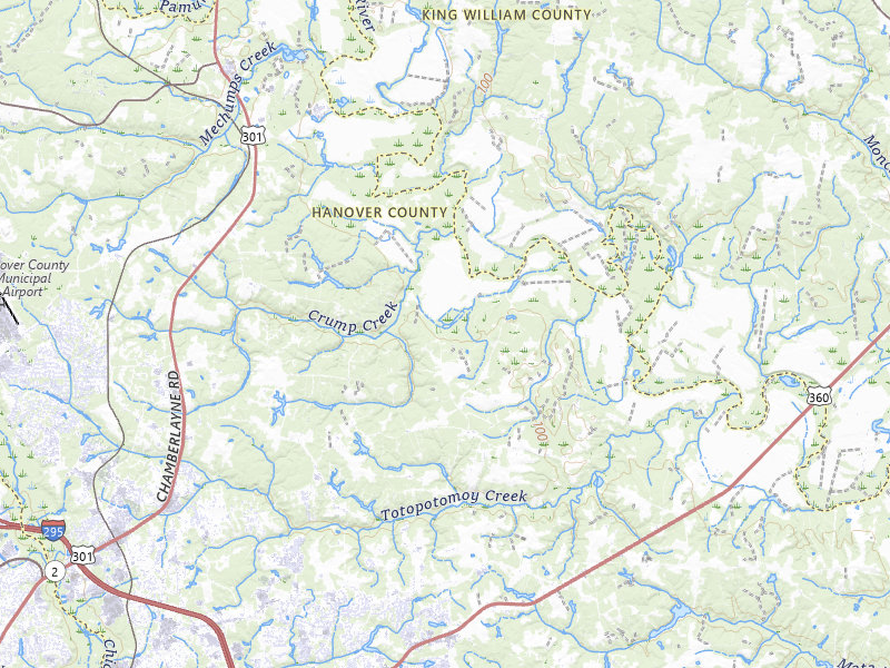Radar-estimated hail-size map of the storm over Hanover, VA on Jul 21, 2026