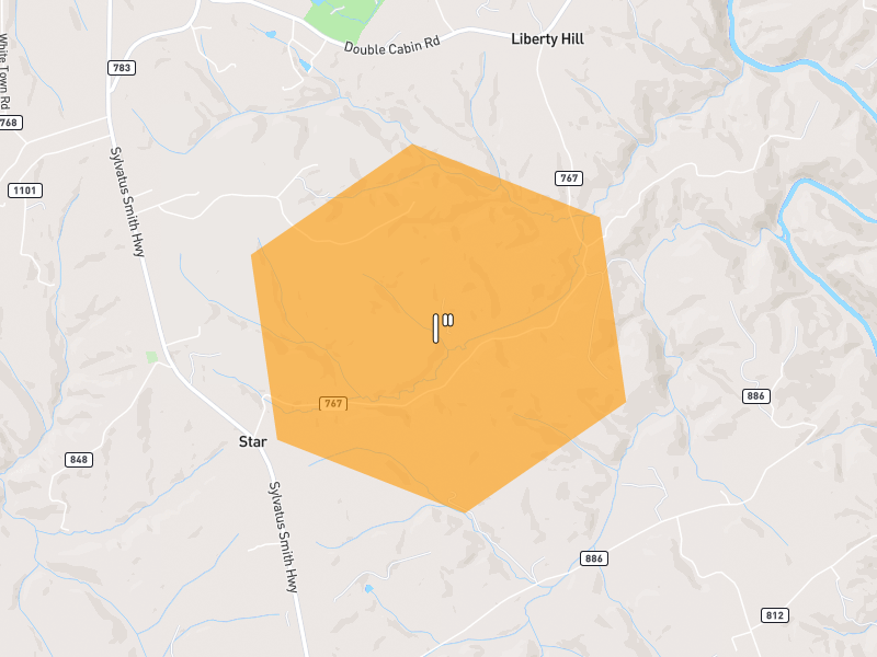 Hail map of Hillsville, VA on Jul 28, 2026, hail up to 1"
