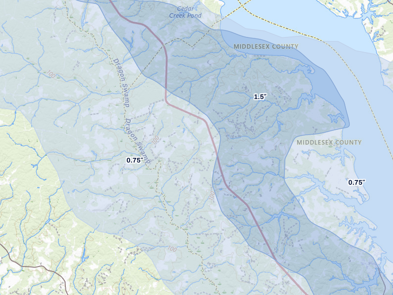 NEXRAD radar-signature map of the hail storm over Jamaica, VA on Jul 28, 2026