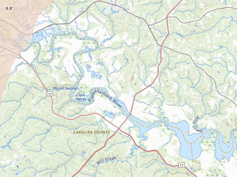 Radar-estimated hail-size map of the storm over King George, VA on Jul 4, 2026