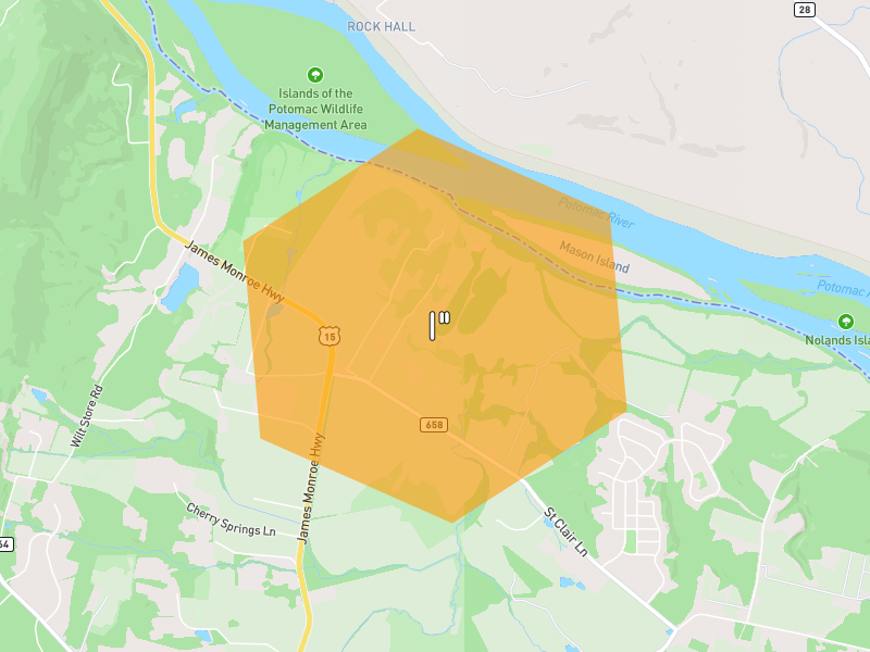 Hail map of Leesburg, VA on Jun 6, 2026, hail up to 1"