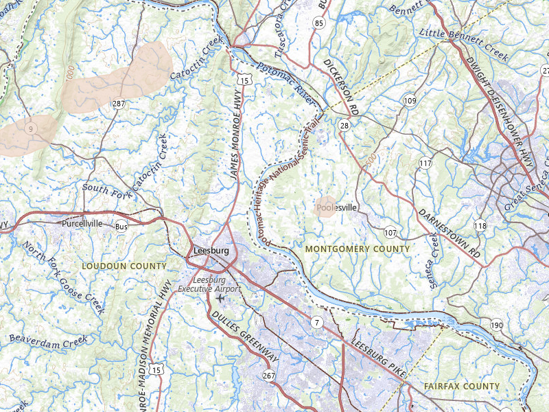 Radar-estimated hail-size map of the storm over Leesburg, VA on Jul 28, 2026