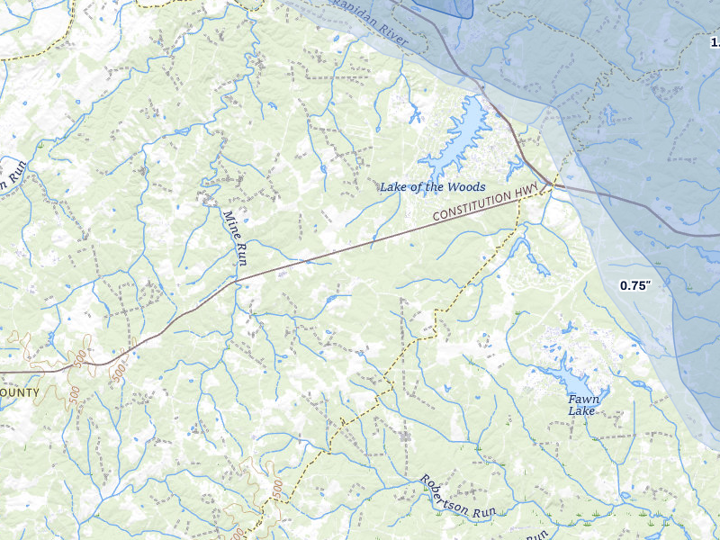 NEXRAD radar-signature map of the hail storm over Locust Grove, VA on Jul 28, 2026