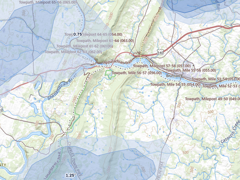 NEXRAD radar-signature map of the hail over Lovettsville, VA