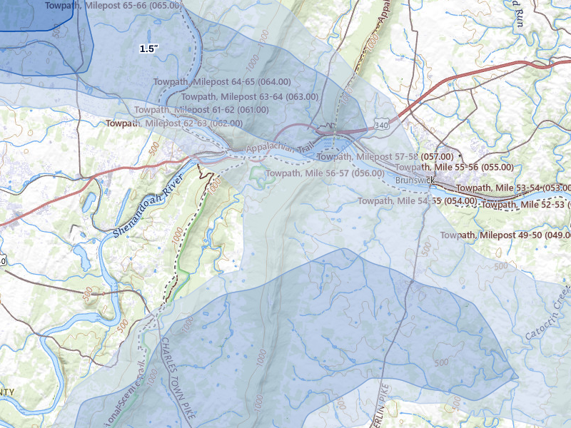 NEXRAD radar-signature map of the hail storm over Lovettsville, VA on Jul 28, 2026