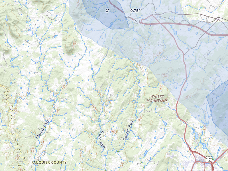 NEXRAD radar-signature map of the hail storm over Marshall, VA on May 27, 2026