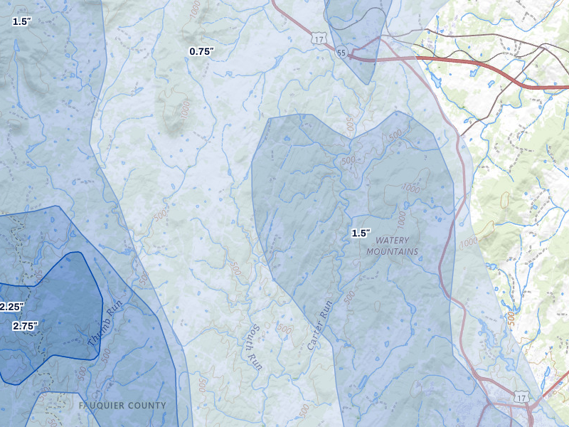 NEXRAD radar-signature map of the hail storm over Marshall, VA on Sep 2, 2026