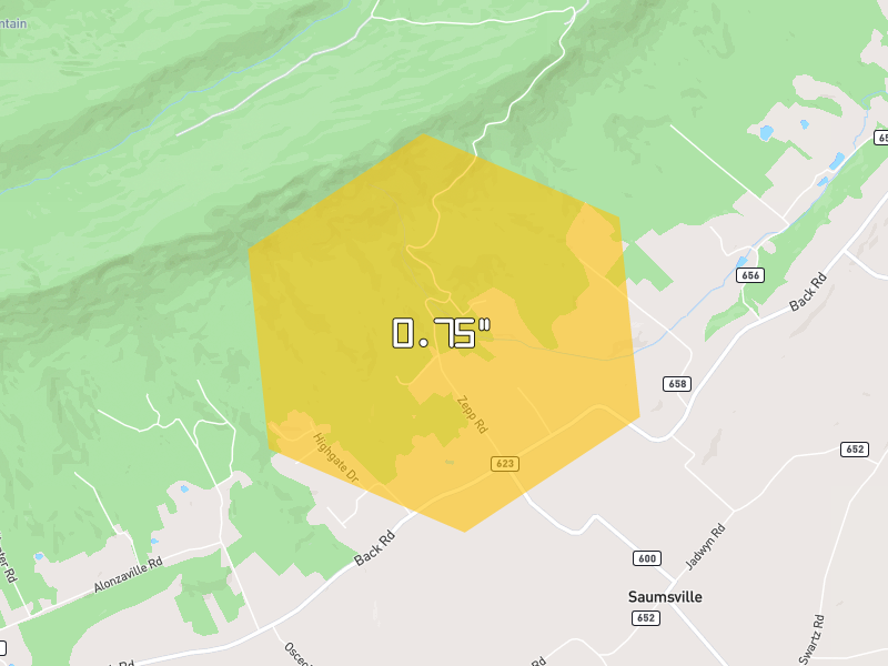 Hail map of Maurertown, VA on Jul 6, 2026, hail up to 0.75"