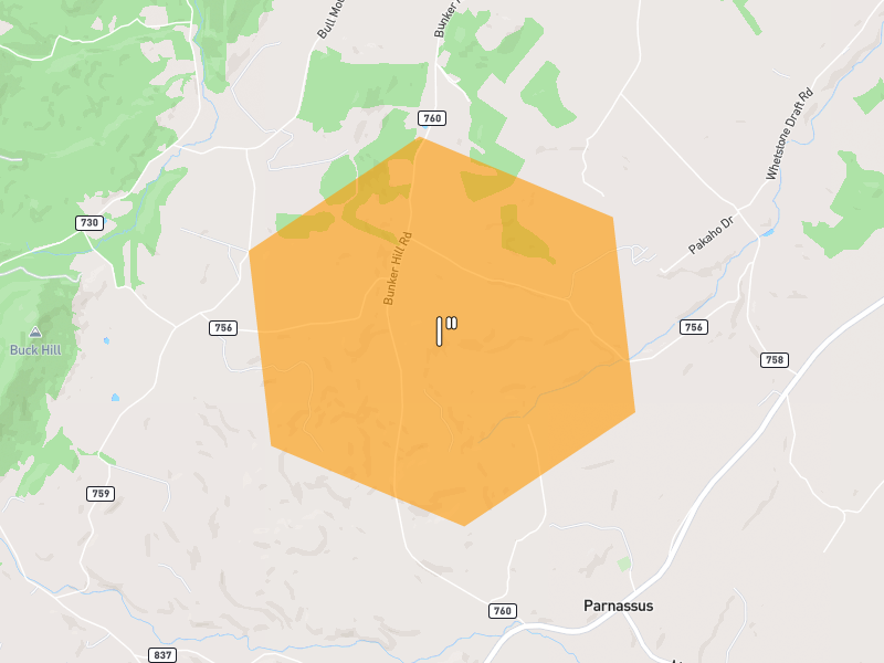 Hail map of Mount Solon, VA on Jul 4, 2026, hail up to 1"