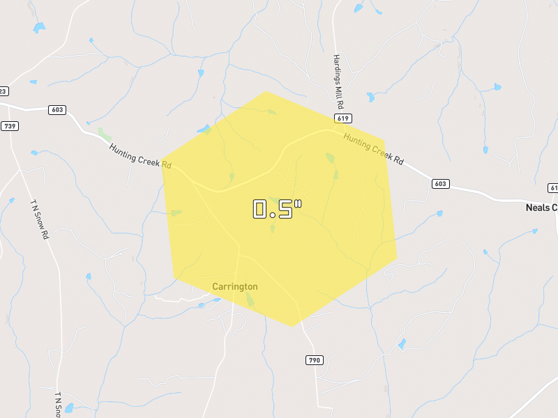 Hail map of Nathalie, VA on Jul 7, 2026, hail up to 0.5"