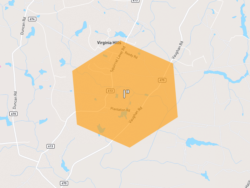 Hail map of North Dinwiddie, VA on Jul 21, 2026, hail up to 1"