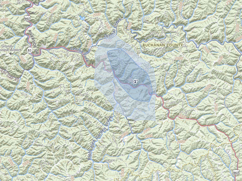 NEXRAD radar-signature map of the hail storm over Oakwood, VA on Sep 4, 2026