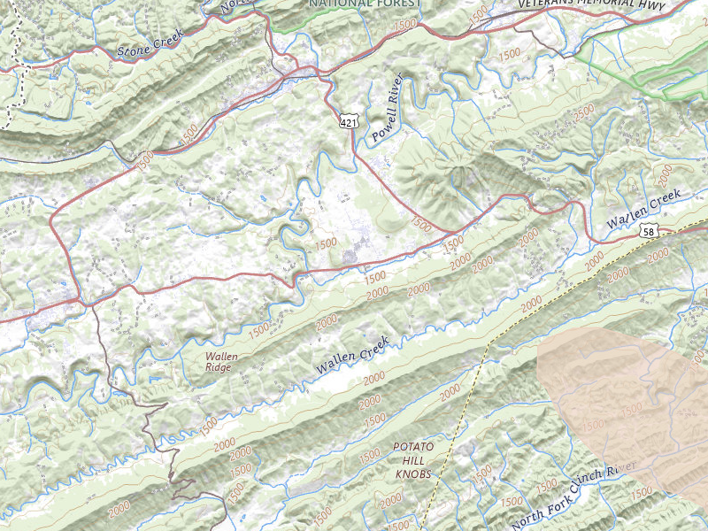 Radar-estimated hail-size map of the storm over Pennington Gap, VA on Jul 28, 2026