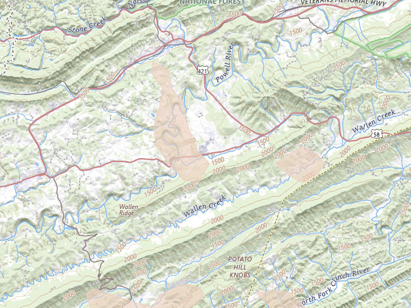 Radar-estimated hail-size map of the storm over Pennington Gap, VA