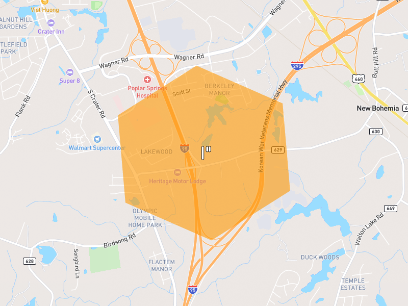 Hail map of Petersburg, VA on Jul 21, 2026, hail up to 1"