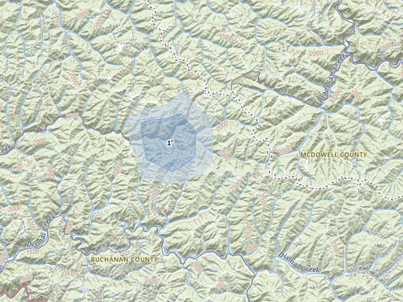 NEXRAD radar-signature map of the hail storm over Pilgrims Knob, VA on Apr 1, 2026