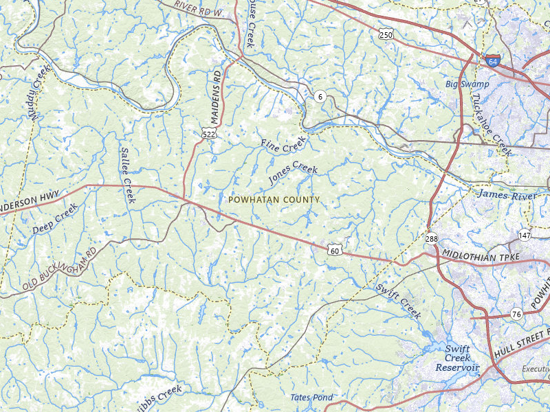 Radar-estimated hail-size map of the storm over Powhatan, VA on Jul 5, 2026