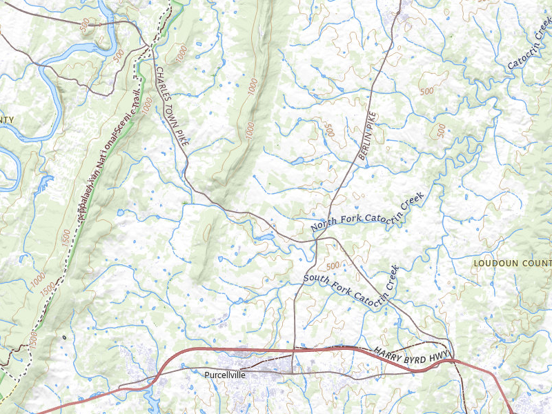 Radar-estimated hail-size map of the storm over Purcellville, VA on Jul 21, 2026