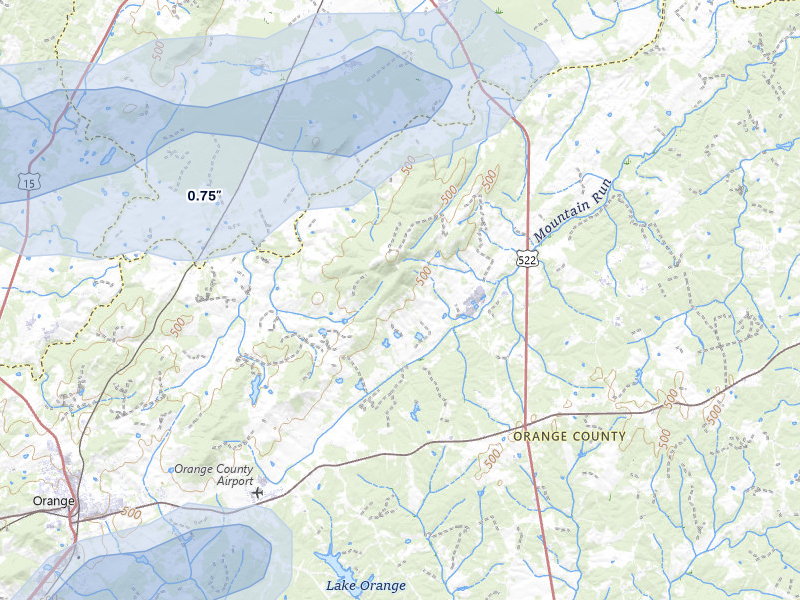 NEXRAD radar-signature map of the hail storm over Rapidan, VA on Jul 4, 2026