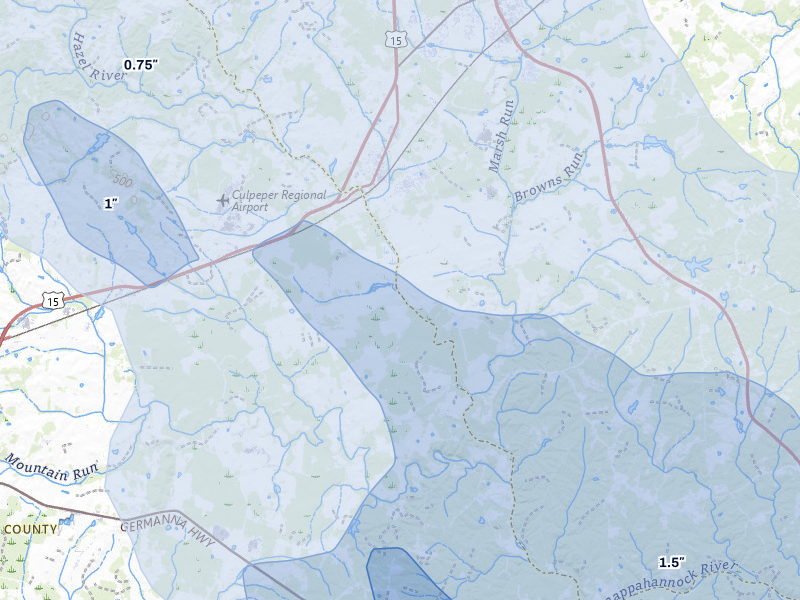 NEXRAD radar-signature map of the hail storm over Remington, VA on Jul 28, 2026