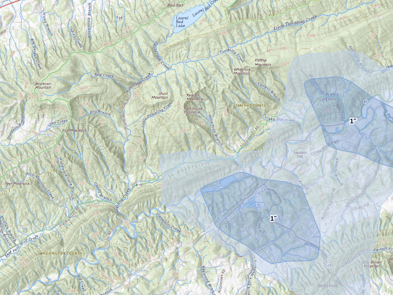 NEXRAD radar-signature map of the hail storm over Saltville, VA on Sep 4, 2026