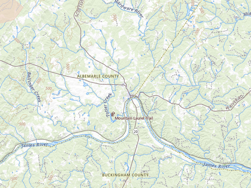 Radar-estimated hail-size map of the storm over Scottsville, VA on Jul 21, 2026