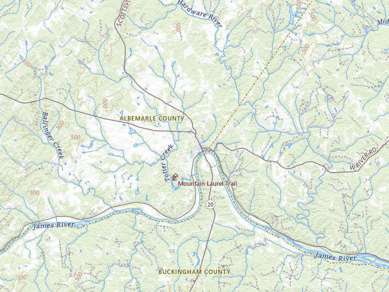 NEXRAD radar-signature map of the hail storm over Scottsville, VA on Aug 14, 2026