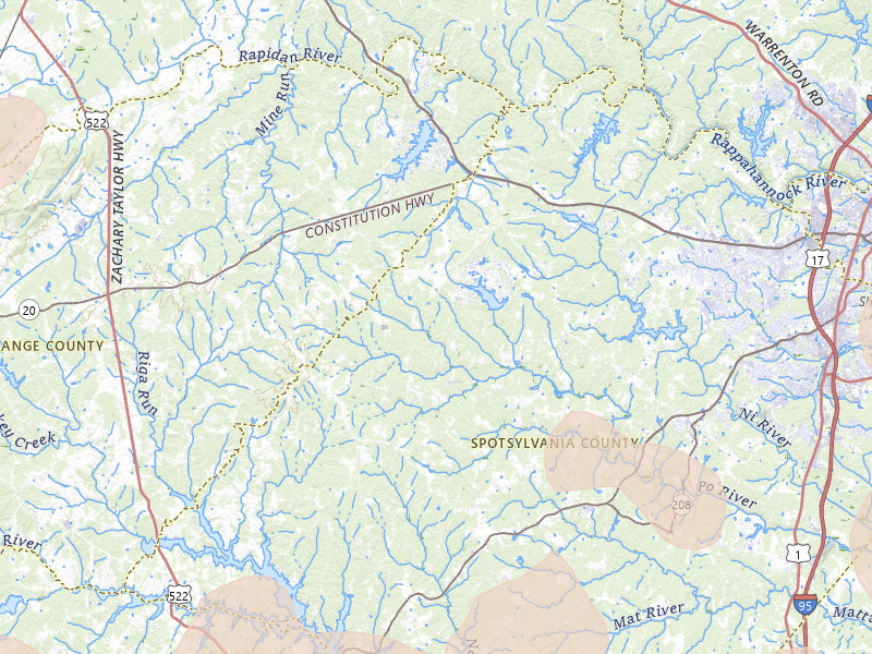 Radar-estimated hail-size map of the storm over Spotsylvania, VA on Jul 4, 2026