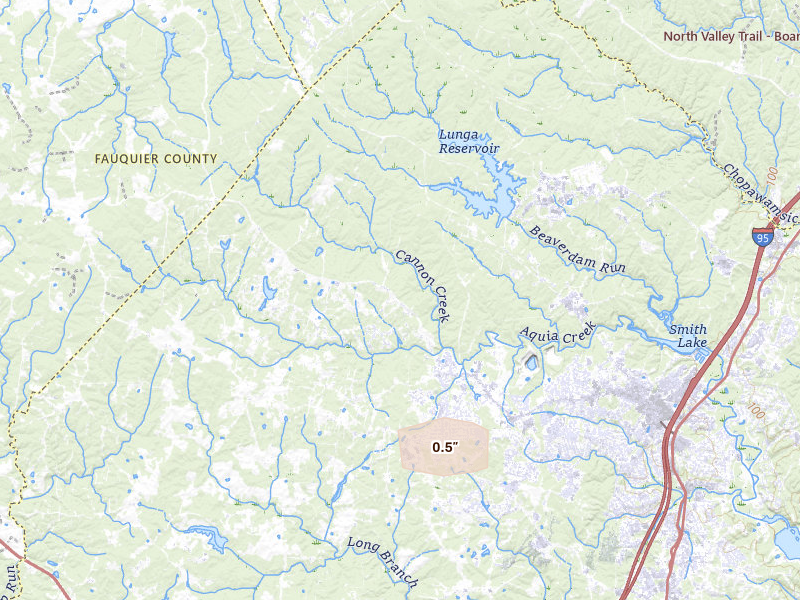 Radar-estimated hail-size map of the storm over Stafford, VA
