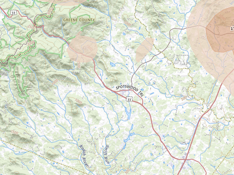 Radar-estimated hail-size map of the storm over Stanardsville, VA on Jul 4, 2026