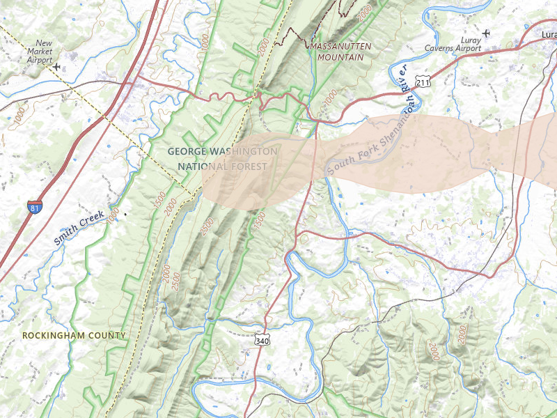 Radar-estimated hail-size map of the storm over Stanley, VA on Jun 22, 2026