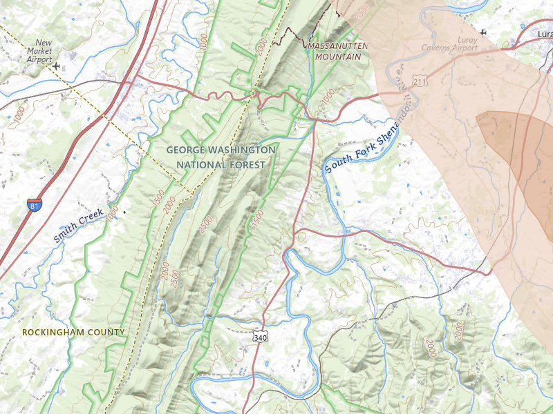 Radar-estimated hail-size map of the storm over Stanley, VA on Jul 28, 2026